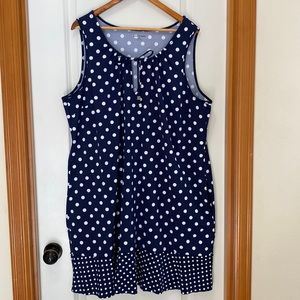 Woman’s Land’s End, Swim Coverup, size 2X, Navy Blue and White Polkadot.